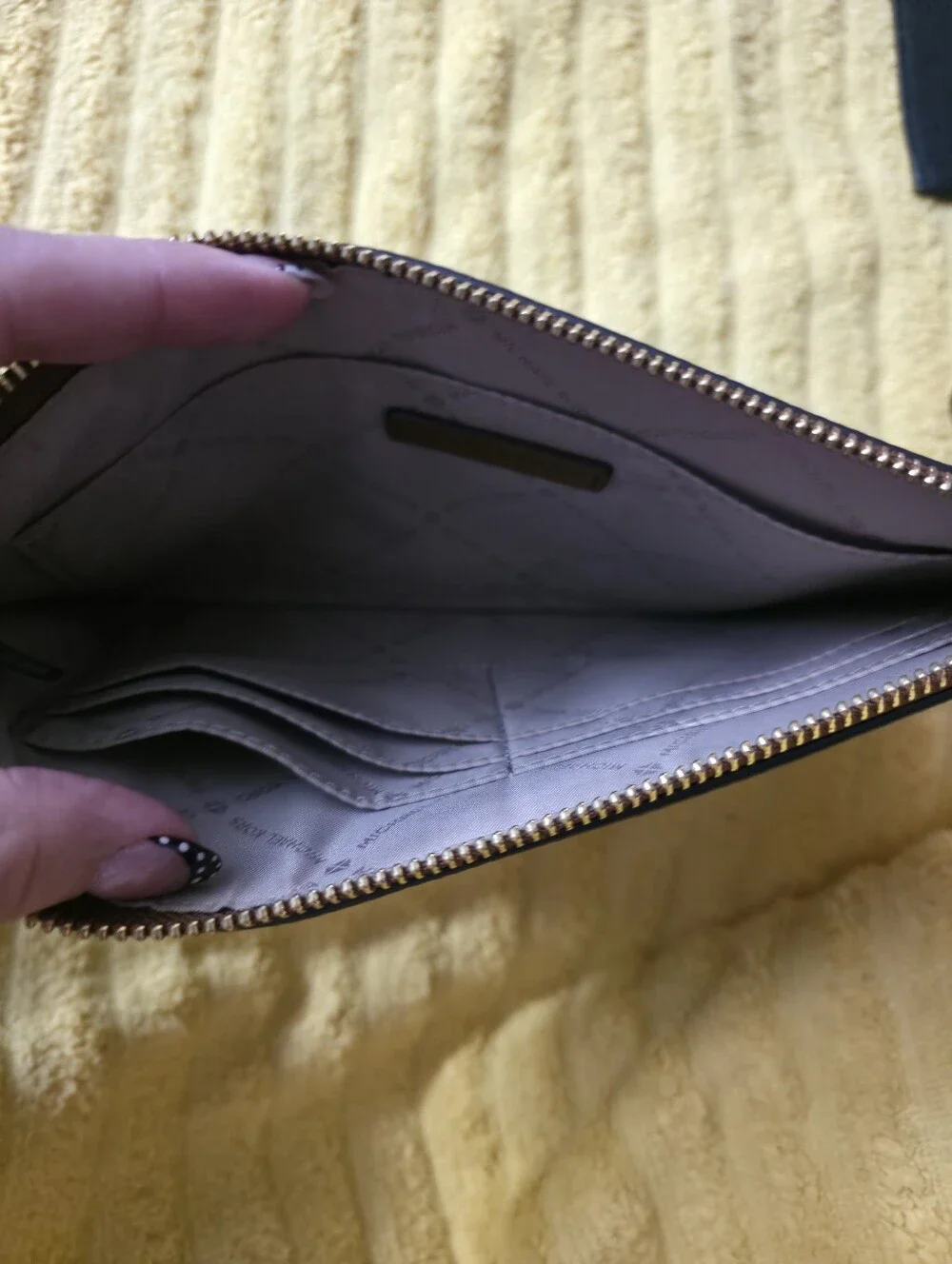 Michael Kors Brown Pebbled Leather Wristlet Clutch
